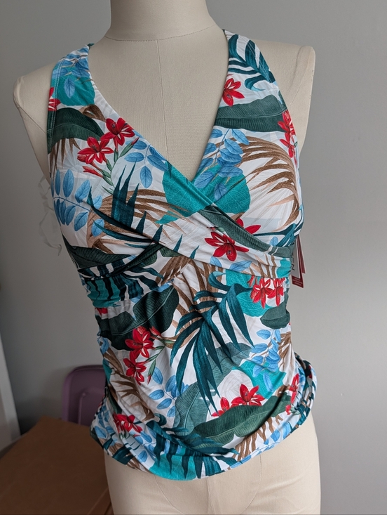 Jantzen Other - Jantzen Teal, Green & Red Tropical Wrap Tank